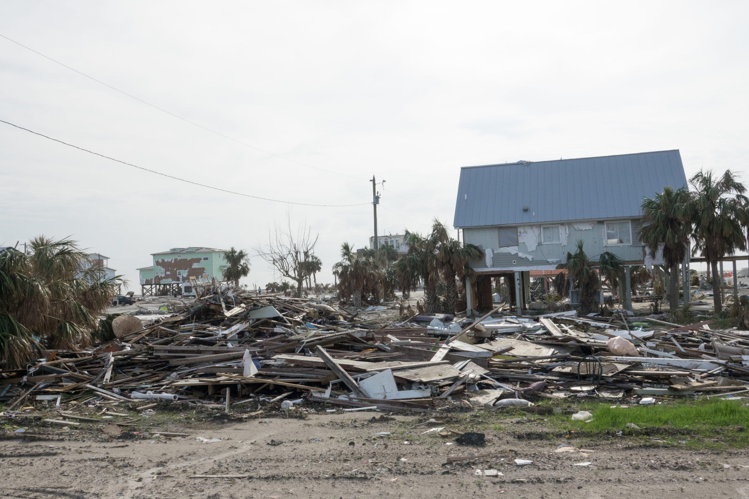 Image of a demolished house after Hurricane Michael
